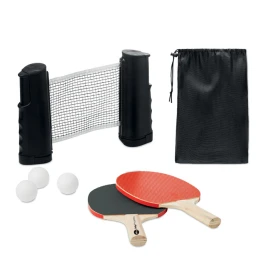 Roll net table tennis set | Wood & RPET pouch | 3 balls