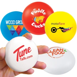 Round & flat stress ball | PU | 7,5x4cm | Stress reliever