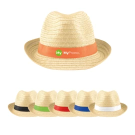 Chapeau de paille | Papier | Avec bandeau | Impression en quadrichromie