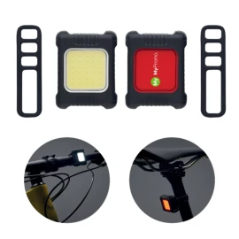 Bike light set | Plastic and silicon | 9x4x5 cm | Practical mounting strap | Rechargeable