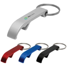 Flesopener | Aluminium & staal | Met sleutelhanger | Gravering