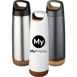 Thermo sports bottle | Stainless steel & cork | 600 ml | Skid-proof bottom