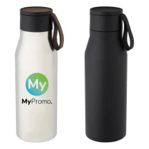 Botella térmica | Acero inoxidable | 500 ml | Correa de cuero PU