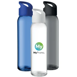 Small water bottle with carrying loop | Glass | 470 ml | Many colors