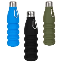 Sagaform foldable bottle | Silicone | 550ml | With carabiner