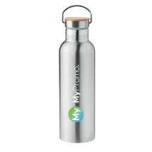 Thermos bottle | Stainless steel & bamboo lid | 750ml | Incl. carry handle