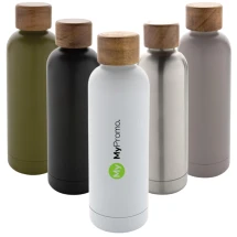 Thermosfles | Gerecycled staal | 500ml | Met houten dop