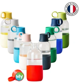 Gobi indoor water bottle | Recycled glass | 500ml | Interchangeable cover | Made in France