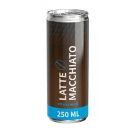 Latte Macchiato-Dose | Recyceltes Aluminium | 250ml | 75% Milch | Leicht gesüßt | Hergestellt in Deutschland | Nur in 264er-Einheiten