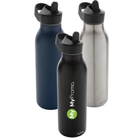 Avira Ara water bottle | Recycled stainless steel | 500ml | Fliptop lid and straw