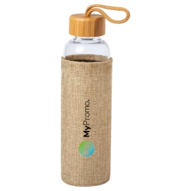 Water bottle with polyester sleeve | Glass | 500 ml | Bamboo lid