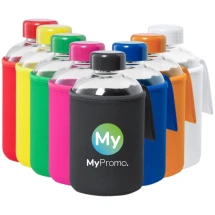 Waterfles | Glas | Gekleurde dop en deksel | 600 ml | Meerdere kleuren