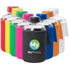 Water bottle | Glass | Colorful cap and lid | 600 ml | Multiple colors
