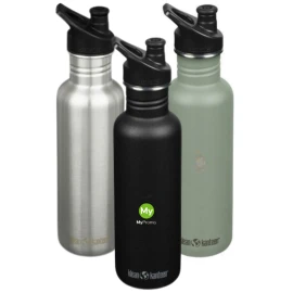 Klean Kanteen water bottle | Recycled stainless steel & silicone | 800ml | With sports cap
