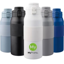 Thermos bottle | Stainless steel | 800ml | With silicon grip, straw and carrying handle