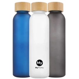 Water bottle | Glass and bamboo lid | 500 ml | Full-color all-around print