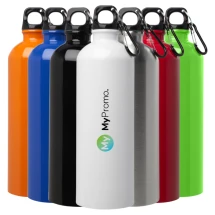 Waterfles | Gerecycled roestvrij staal en PP | 750 ml | Met karabijnhaak | Full-colour print