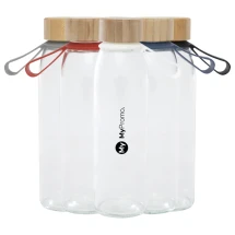 Gourde | Verre & bambou | 500ml | Poignée en silicone | Durable