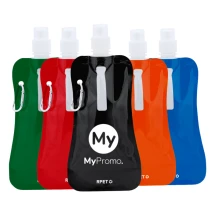 Foldable bottle | rPET | 400ml | Flexible body with screw-on safety cap | Metal carabiner