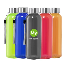 Water bottle | rPET & stainless steel | 600ml | Carrying strap