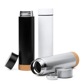 Bottiglia termica | Acciaio inox | 460 ml | Infusore per tè | Base in sughero