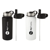 Thermo sportfles | Roestvrij staal | 1L | 2 deksels