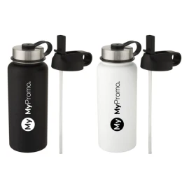 Gourde de sport isotherme | Acier inoxydable | 1L | 2 couvercles