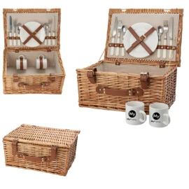 Picnic basket for two people | Stainless steel cutlery | 40 x 30 x 19 cm