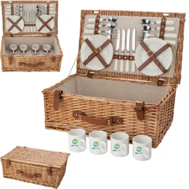 Picnic basket for four people | Stainless steel cutlery | 54,5 x 34,5 x 20 cm
