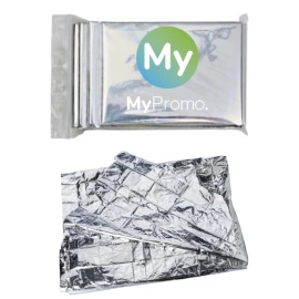 Aluminum foil thermal blanket | Packaged in a polybag | 210 x 130 x 0,1 cm