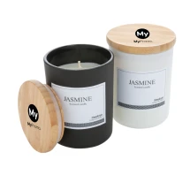 Luxurious scented candle | Jasmine scent | Bamboo lid | Elegant jar