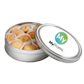 Keksdose rund | 340g Kekse | Vollfarbiger Aufkleber
