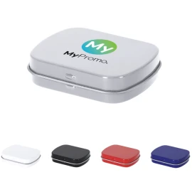 Candy dispenser | Metal | 23g | Hinged lid | Contains approx. 150 sugar-free mints