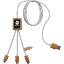 3-in-1 Charging cable | Recycled ABS & Wood | Light-up logo