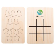 Weihnachtlich gestaltetes Tic-Tac-Toe-Spiel | Holz | Mit 10 Spielsteinen