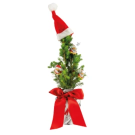 Weihnachtsbaum | 13 x 13 x 36,5 cm | Mit Schoko-Nikoläusen und Mütze | Individuelle Karte
