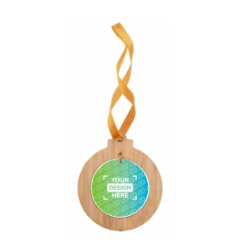 Christmas tree ornament | Bamboo & Acrylic | Golden ribbon