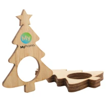 Serviettenring -Set | Bambussperrholz | 4 Stück| Weihnachtsbaumdesign