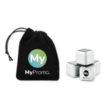 4 herbruikbare ijsblokjes | Roestvrij staal | In fluwelen zakje