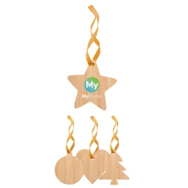 Christmas tree ornament | Bamboo | With golden ribbon