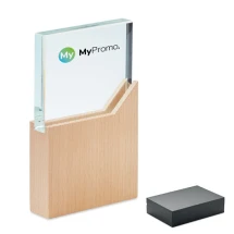 Gedenkplaat | Glazen en houten voet | Luxe cadeau