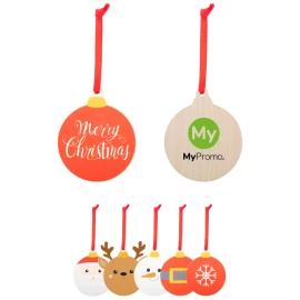 Ornement d'arbre de Noël | Contreplaqué de bouleau | Design de Noël & ruban rouge