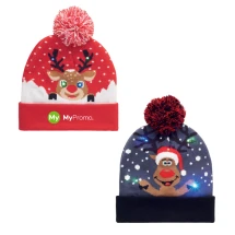 Weihnachtliche Mütze | Acryl | Gestrickt | LED