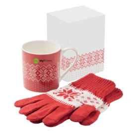 Coffret cadeau d'hiver | Céramique | Mug, gants tactiles et boîte assortie | Cadeau parfait