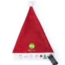 Kerstmuts voor kinderen | Polyester/Non-woven | Inclusief kleurpotloden