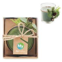 Candle holder | Glass | Green candle included