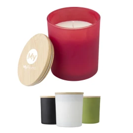 Bougie en verre | Couvercle en bambou & cire végétale | Durée de combustion 46h | 4 senteurs différentes