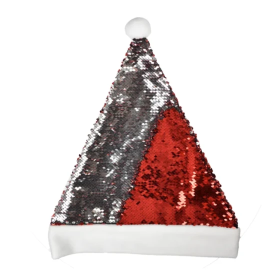 Kerstmuts | PVC | Met omkeerbare pailletten | rood;zilver