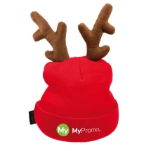 Gebreide kerstmuts | Acryl pluche | Rendier-design | One size | Feestelijk