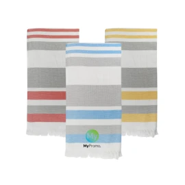 Fouta-Handtuch | Recycelte Baumwolle & rPET | 100x180cm | Eine Seite gewebt & eine Seite Schlingenvelours | Hergestellt in Spanien